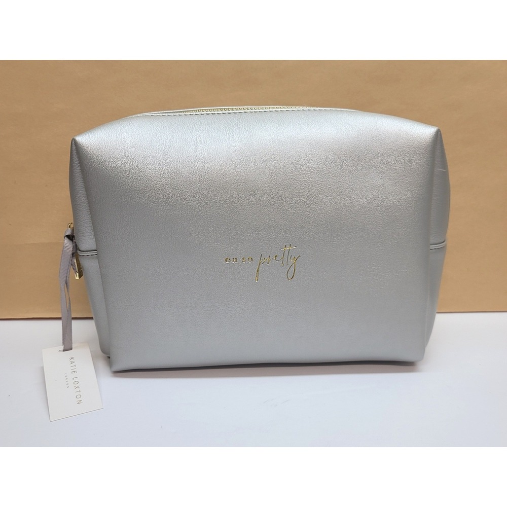 Katie Loxton London Oh So Pretty Metallic Silver Makeup Bag KLB1254